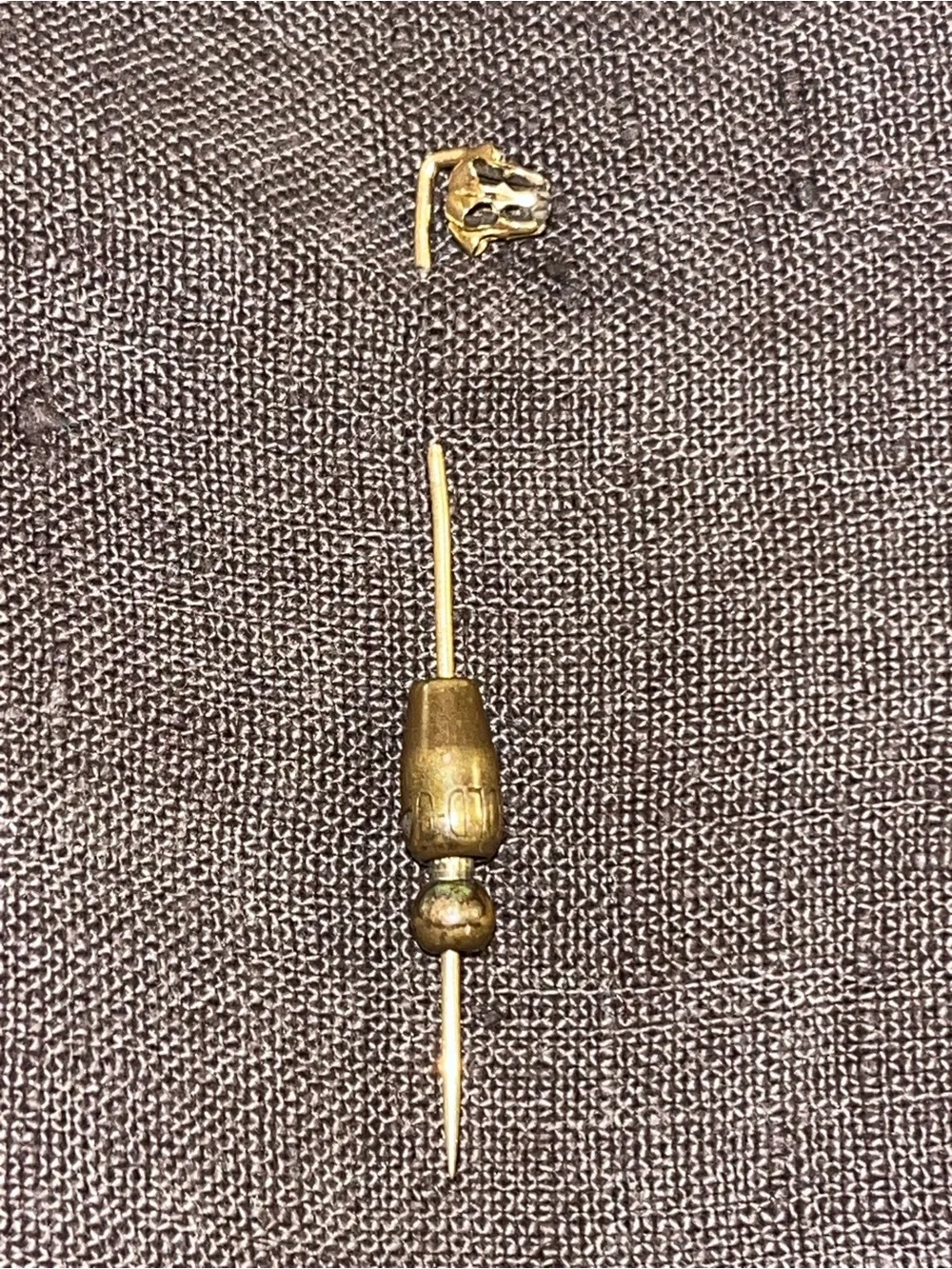 Antique 14K Gold & Diamond Starburst Stick Pin with 